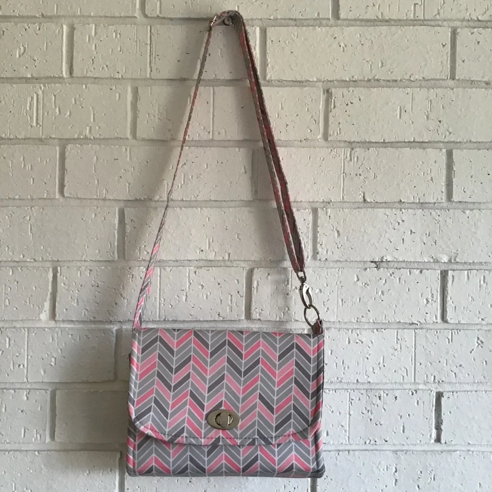 Lilly Bit Pink Chevron Makeup Diaper Clutch Bag